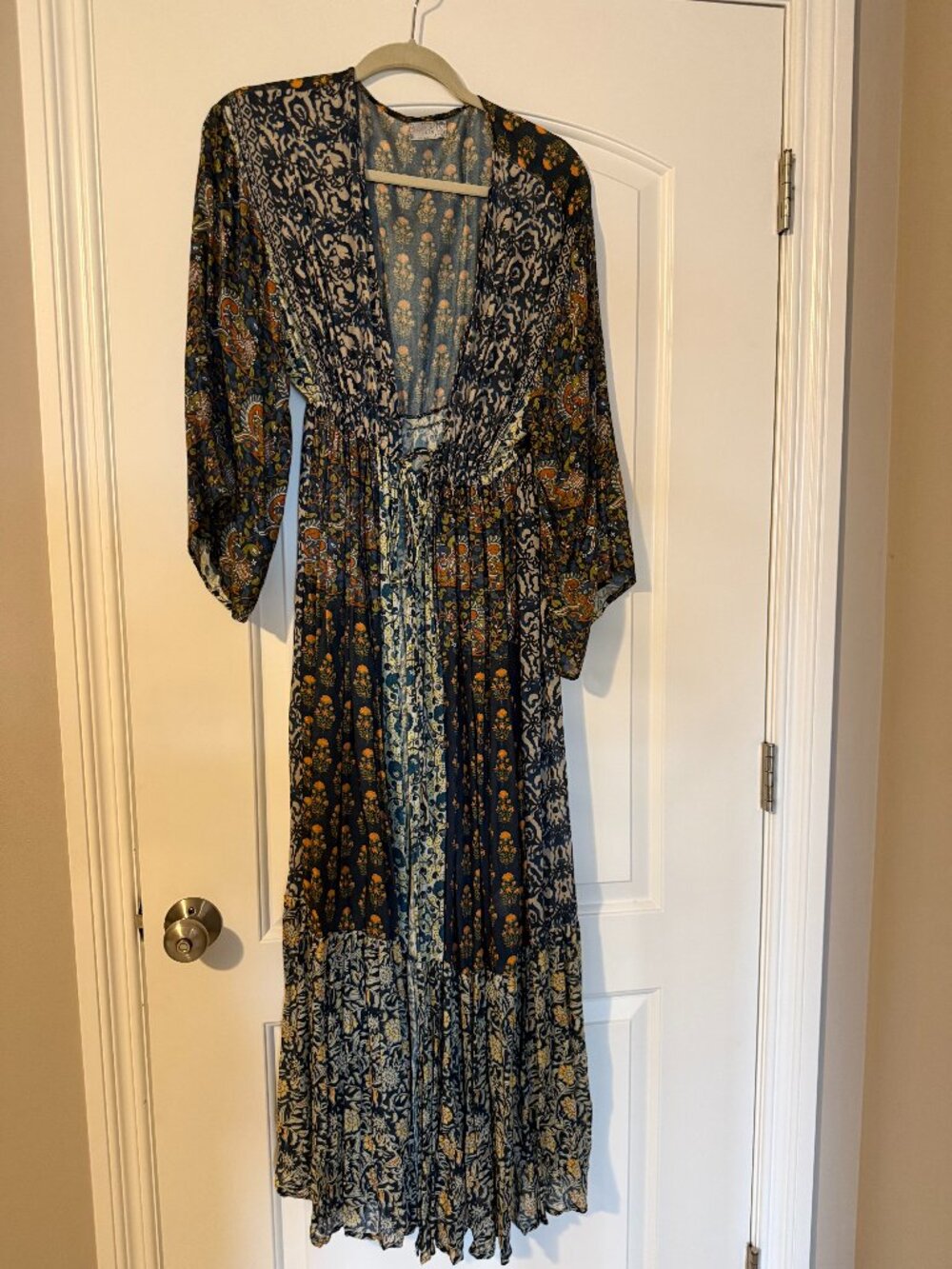 Navy Free People Bombay Mixed Print Kimono One Size Fits All